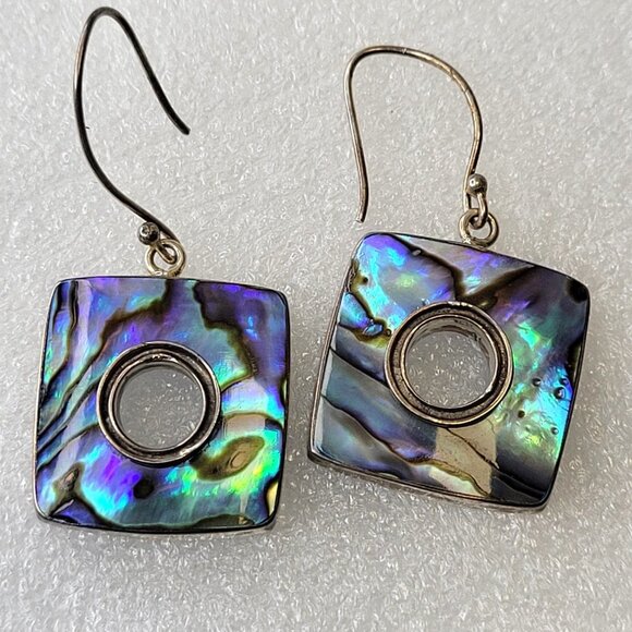 Square Abalone Shell Earrings - Picture 6 of 16